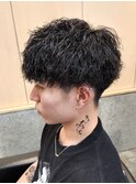 ツイストスパイラルパーマ刈り上げマッシュメンズクリームパーマ