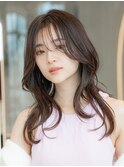 20代30代大人かわいい/レイヤーロング/グレーベージュ/前髪/小顔