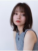 大人かわいい前髪セシルカットココアブラウンフリンジウェーブ