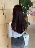 大人可愛いレイヤーカットチェリーレッドブリーチなし