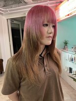 デート 下北沢(DATE)&nbsp;下北沢デザインカラー顔周りレイヤーカットハイトーンブリーチ◆