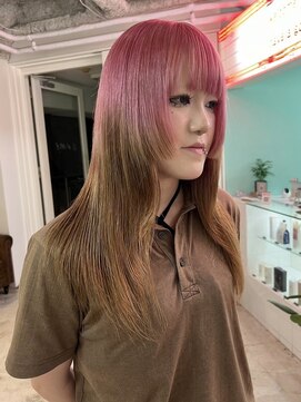 デート 下北沢(DATE) 下北沢デザインカラー顔周りレイヤーカットハイトーンブリーチ◆