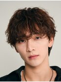 天神10代20代シャドウパーマゆるめメンズマッシュウルフカット