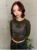 ボルドーカラー×海外風ボブ