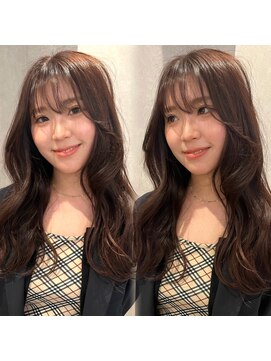 福井韓国レイヤーカットくびれ巻きチョコレートブラウン学生艶髪