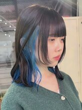 《*発色の良いブルーインナーカラー*》透明感が溢れる、クールでオシャレな印象に*[綾瀬/レイヤーカット]