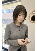 島田/レイヤーボブ 顔まわりレイヤー グレージュ 髪質改善白楽