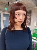 レイヤーカットハッシュカットオレンジベージュブラウンカラー