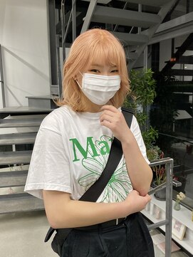 ヘアー アイス 御器所本店(HAIR ICI) 20代30代40代デザインカラーブリーチ1回ピンクベージュカラー
