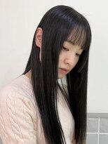 マアム ジー 明大前店(ma'am Zee) ディープブルー×切りっぱなしロング