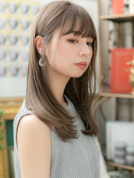 カバーヘア ブリス 上尾西口店(COVER HAIR bliss) グレイアッシュ黒髪前下がりエアストレートh4上尾20代30代40代