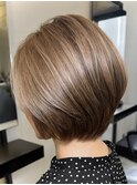 ★40代50代/大人可愛い絶壁解消ショートボブ/小顔前下がりボブ