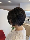 ハイライトカラー,ショートボブ,白髪ぼかし,ベージュ【草加】