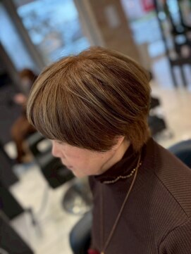 アース 南福島店(HAIR&MAKE EARTH) 脱白髪染め、ベージュ系カラー、明るめ
