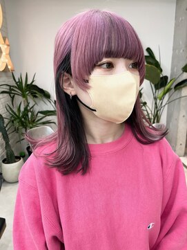 アンドスタイル(&style) 【大名店 江藤】ロングマッシュ ピンク ケアブリーチ