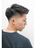 アップバングスキンフェードアッシュブラック束感ショート0204