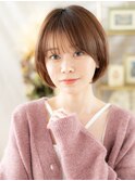 丸みショート/ショートボブ/マロンブラウン/小顔カット/30代g