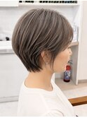 大人可愛い40代50代くびれショートボブ丸みショート