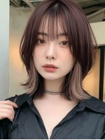 ロッソ 大橋店(Rosso) モーヴブラウンの軽いウルフボブ【大橋】