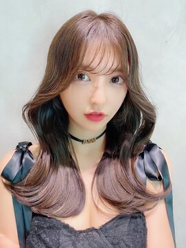 アイティーバイアルバム 藤沢店(IT by ALBUM) ミディアムくびれヘア_ミニウルフテラコッタくすみブルー_8828