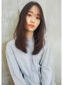 ニュアンスストレート韓国ヘア×前髪ロングレイヤーカット