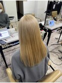 ブロンドベージュ小顔カットワンレンロングケアブリーチ所沢韓国