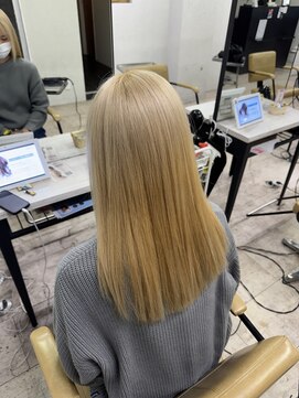 アジールヘア 所沢プロペ通り店(agir hair) ブロンドベージュ小顔カットワンレンロングケアブリーチ所沢韓国