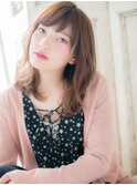 mod's姪浜/斜めバングメルティカラー細めハイライトふわミディi