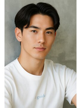 にもう ブルーブラック 韓国センターパート　メンズヘア rk4