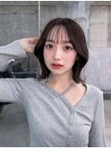 黒髪ボブルフネビージュ小顔ワンレン顔まわり韓国レイヤーカット