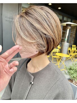 サンド 池袋 2nd(sand) ショートボブ×脱白髪染めハイライト#池袋#東池袋