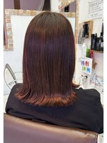 ドゥ スタイル 三国ヶ丘店(Duex Style)&nbsp;【白髪暈し】煌めく艶感、オレンジカラー×艶切りっぱなしミディ