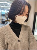 韓国風 大人ガーリー アッシュブラウン ワンレンボブ
