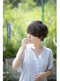 ショートパーマ前髪ありショートボブ