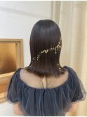 タイトヘア　金箔　参列　お呼ばれヘア