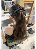 高めポニーテール×リボン【福島/ヘアセット】