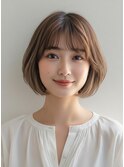 ふんわり丸みボブ透明感ココアブラウン小顔ナチュラル