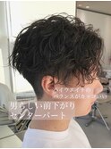 七三オールバックツイストパーマかき上げヘアソフトツーブロク