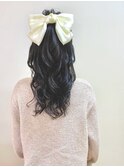 愛され // ハーフアップ × リボンバレッタ