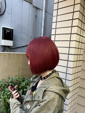 ラフ 原宿(L.a.a.g.f harajuku) チェリーレッド ワインレッド ショートボブ ＠原宿