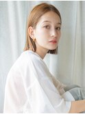 ミディ＃くびれヘアアプリコットオレンジハイライトカラー
