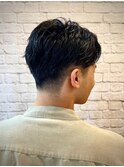 黒髪ナチュラルショートセンターパート【新宿/理容室/バーバー】