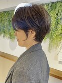 ★天使の艶カラー前下がりボブハンサムショートカットケアパーマ