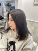 黒髪/ボブルフ/ネビージュ/小顔/ワンレン/髪質改善/前髪