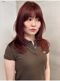 【KASUMI天神美容室】チェリーレッド×海外レイヤー