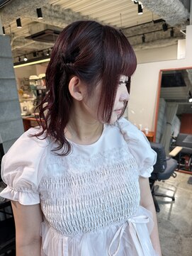 ノル 栄矢場町(nol) レッドバイオレット×姫カット(ボルドー/ヘアアレンジ/セット)