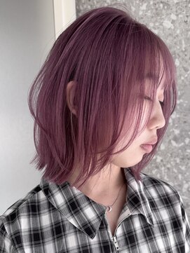 サンク 原宿 表参道(cinq) 顔周りレイヤーくびれミディアムレイヤーカットピンクベージュ