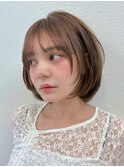 ボブ/レイヤーカット/透明感ナチュラルベージュ