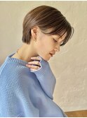 グレージュ×前髪なしハンサムくびれショート◎30代40代50代
