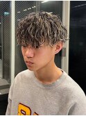 1625ハイライトグレージュハイトーンカラー刈り上げ波巻きパーマ